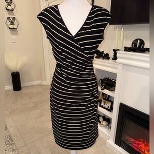 Ralph Lauren Black and White Striped Midi Dress